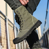 Xajzpa Men's Fashion Canvas Shoes Spring and Autumn Outdoor Shoes Thick-soled High-top Shoes Cuff Shoes Fashion Sports Shoes