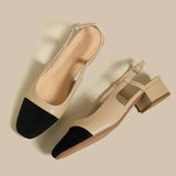 Xajzpa New 2025 Summer Women's Sandals Elegant Medium Heel Toe Mules Comfortable Office Women's Shoes Buckle Heels Dress Shoes