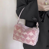 Xajzpa - Pink Women Handbag Heart Casual Sweet Cute Shoulder Bag Autumn Winter New Korean Style Luxury Designers Square Bag