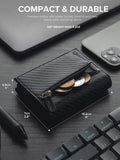 Xajzpa Men Credit Card Holder RFID Blocking Microfiber Leather Magnetic Closure Pop Up Card Wallet with ID Window Coin Pocket