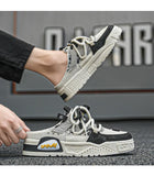 Xajzpa 2025 Summer Fashion Designer Men Half Slipper Breathable Casual Platform Shoes Lightweight Sneakers Outdoor Walking Flats Loafers