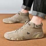 Xajzpa Leather Walking Shoes for Men New Casual Luxury Man Boots Outdoor High Top Sneakers Fashion Roman Footwear Motorcycle Boots
