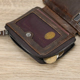 Xajzpa Leather Men‘s Short Wallet Hasp Genuine Leather Unisex Zipper Coin Clutch Purse Cowhide Card Holder Trifold Man wallets