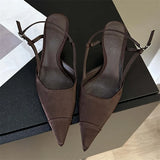 Xajzpa Spring Buckle Strap Women Pumps Sandals Fashion Shallow Thin Heels Pointed Toe Slingback Mules Tacones Mujer