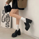 Xajzpa High Heels Loafers Women Shoes Retro Chunky Heels Pumps Woman Uniform College Platform Mary Jane Shoes Ladies fashion