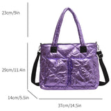 Xajzpa - Large Capacity Messenger Bags for Women Quilted Down Fabric Purses and Handbags Luxury 2023 Trend Gloss Nylon Padded Space Totes