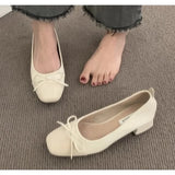 Xajzpa New Women Cute Ballerina Low Heel Shoes Lady Slipony Butterfly Knot Vintage Kawaii Mocasines Loafers Girl Lolita Mom Shoes