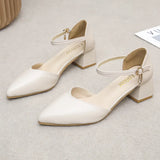 Xajzpa Beige Heeled Sandals Comfort Shoes for Women Med Buckle Strap 2025 Summer Black Block Girls Low Closed High Medium New Fashion S