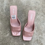 Xajzpa New Women Shoes European and American Fashion Square Head Thin High Heel Sexy Slippers Women Zapatos De Mujer