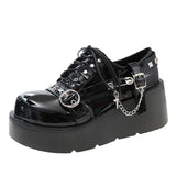 Xajzpa Punk Gothic Lolita Shoes Women AutumnThick Sole Brand Platform Mary Jane Shoes Wedge High Heels Party Cosplay Designer