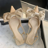 Xajzpa Spring Fashion Butterfly-knot Buckle Strap Pumps Women Pointed Toe Square Heel Dress Casual Mule Ladies Sandals Shoes