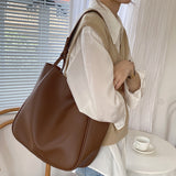 Xajzpa - Luxury Tote Bag Woman Large Capacity Female Shoulder Bag High Quality Leather Simple Designer Woman Handbag