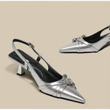 Xajzpa Black Fashionable Pointed Toe Shallow Mouth New High-heeled Shoes Summer Elegant Buckle Decorated Stiletto Women's Pumps