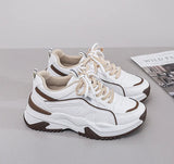 Xajzpa Women's Spring New Breathable Student Casual Shoes Thick Bottom Increased Height Simple Comfortable Versatile Sports Shoes