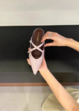 Xajzpa New Style Elegant Leather Sandals Women Sexy Pointy Toe Cross Strap Design Slide Sandals Luxury Party Dress Heel Sandalias
