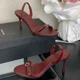 Xajzpa Summer Fashion Narrow Band Open Toe Sandals Thin Low Heel Gladiator Women Party Shoes Zapatos De Mujer