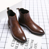 Xajzpa - New Chelsea Boots Men Shoes PU Brown Fashion Versatile Business Casual British Style Street Party Wear Classic Ankle Boots