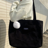 Tote Bag Large Capacity Simple Handbag Preppy Style High Quality Shoulder Bag Fashionable Magnetic Buckle Corduroy Bag