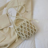 Xajzpa Fashion Lady Basket Handbag Summer Women's Shoulder Crossbody Bag Bohemia Travel Beach Bag Luxury Design Pearl Shopper Tote