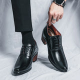 Xajzpa New men's lace up Oxford shoes genuine leather high heels club classic pointed casual fashion shoes new style