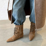 Xajzpa New Style Luxury Women's Thin Heel Short Boots Fashion Pointed Wide Tube Folded Stacked Boots Women's Large Ankle Boots