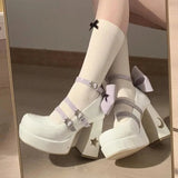 Xajzpa Pumps Lolita Shoes Platform Mary Jane Shoes Star Buckle Strap Women Cross-tied Pu Leather Girls Rivet Casual Shoes Kawaii