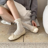 Xajzpa Soft Bow-Knot Women Shoes Autumn Ballet Flats Increas Height Clogs Platform Modis Low Heels Shallow Mouth Female Footwear Butter