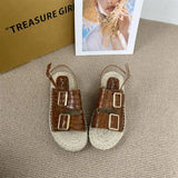 Xajzpa Roman Sandals Comfort Shoes for Women Buckle Strap Summer Heels Gladiator Girls Retro Clogs Handmade New Casual Scandals Ro