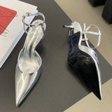 xajzpa Spring Sexy Women Pointed Toe Pumps Fashion Ankle Buckle Strap Ladies Slingback Thin Low Heel Sandal Party Shoes