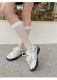 Xajzpa 2025 Summer New Color Breathable Soft Sole Comfortable Women Shoes Crescent Insole Height Lace Pearl Casual Sneakers