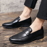 Xajzpa  Men's Pencil loafers Leather Elegant Wedding Party Casual Fashion Dress Shoes Brown Black Men's Shoes