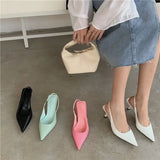 Xajzpa Pointed Toe Women Sandals New Arrivals Black White Silver Summer Dress Shoes Thin High Heels Elastic Band Ladies Pumps