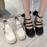 Xajzpa Pumps Lolita Shoes Platform Mary Jane Shoes Star Buckle Strap Women Cross-tied Pu Leather Girls Rivet Casual Shoes Kawaii