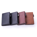 Xajzpa fiber Credit Card Holder Wallets Men Brand Rfid Black brown Magic Trifold Leather Slim Mini Wallet Small Money Bag Male Purses