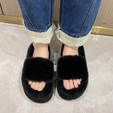 Home Furry Fur Slides Plush Slippers Fluffy Flip Flops Luxury Slip on Platform Women Fashion Shoe 2024 Zapato De Mujer Designer