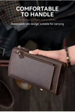 Xajzpa Crazy Horse Leather Men Long Purse Wallet Credit Card Zipper Wallets Male Clutch Bag with Phone Pocket Business Long Wallet