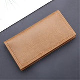 Xajzpa New Men Long Thin Slim Wallets Vintage Pu Leather Male Credit Card Holder Brown Money Purses Solid Simplicity Wallet For Man