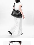 Xajzpa - Silver Y2k Tote Bags for Women Aesthetic Luxury Designer Large Capacity Shoulder Bag Commuter Pu Leather Shopper Handbag