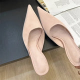 xajzpa Fashion Concise Pointed Toe Women Slippers Thin Low Heels Casual Party Pumps Summer Slide Mules Shoes