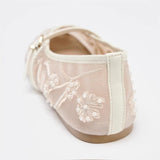 Xajzpa Spring Design Embroidery Flowers Pearl Mesh Round Tor Ballet Flats Woman Loafers Buckle Strap Ladies Mary Jane Shoe Mules Sandal