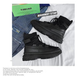 Xajzpa Autumn Winter Socks Boots New Men Ankle Boots Platform Black Shoes for Men Fur Chunky Punk Motorcycle Booties Gothic Shoes