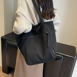 Winter Solid Vintage Canvas Shoulder Bag Fashion Leisure Art Student Handbag Large Capacity Commuter Women Tote Bag