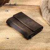 Xajzpa Crazy Horse Leather Card Holder Wallet Men Automatic Pop Up ID Card Case Small Coin Purse RFID Blocking Male Wallets