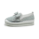 Xajzpa Fashion Rhinestones Woman Shoes Women Shining Rhinestone Slip-on Loafers Bowknot Lazy Casual  Plataforma Mujer
