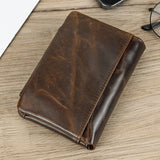 Xajzpa Leather Men‘s Short Wallet Hasp Genuine Leather Unisex Zipper Coin Clutch Purse Cowhide Card Holder Trifold Man wallets