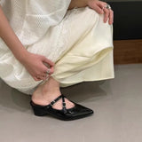 Xajzpa New Style Elegant Leather Sandals Women Sexy Pointy Toe Cross Strap Design Slide Sandals Luxury Party Dress Heel Sandalias