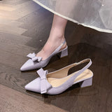 Xajzpa New Women's High Heels Sandals Butterfly-knot Design Footwear Chic Pointed Patent Leather Beige Elegant Female Wedding Shoes