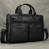 Xajzpa Men's Business Briefcase Fit 15" PC Genuine Leather Handbag Real Leather Male Laptop Handbag A4 Office Man Crossbody Bag