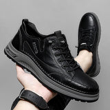 Xajzpa high-quality leather casual fashion luxury brand men's breathable flat shoes with lace Oxford comfortable outdoor running shoes