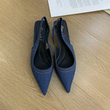 Xajzpa Brand New Women Sandals Fashion Pointed Toe Shallow Slip On Ladies Elegant Slingback Shoes Med Heel Pumps Shoes Mujer